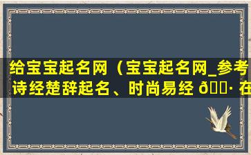 给宝宝起名网（宝宝起名网_参考诗经楚辞起名、时尚易经 🕷 在线起名）